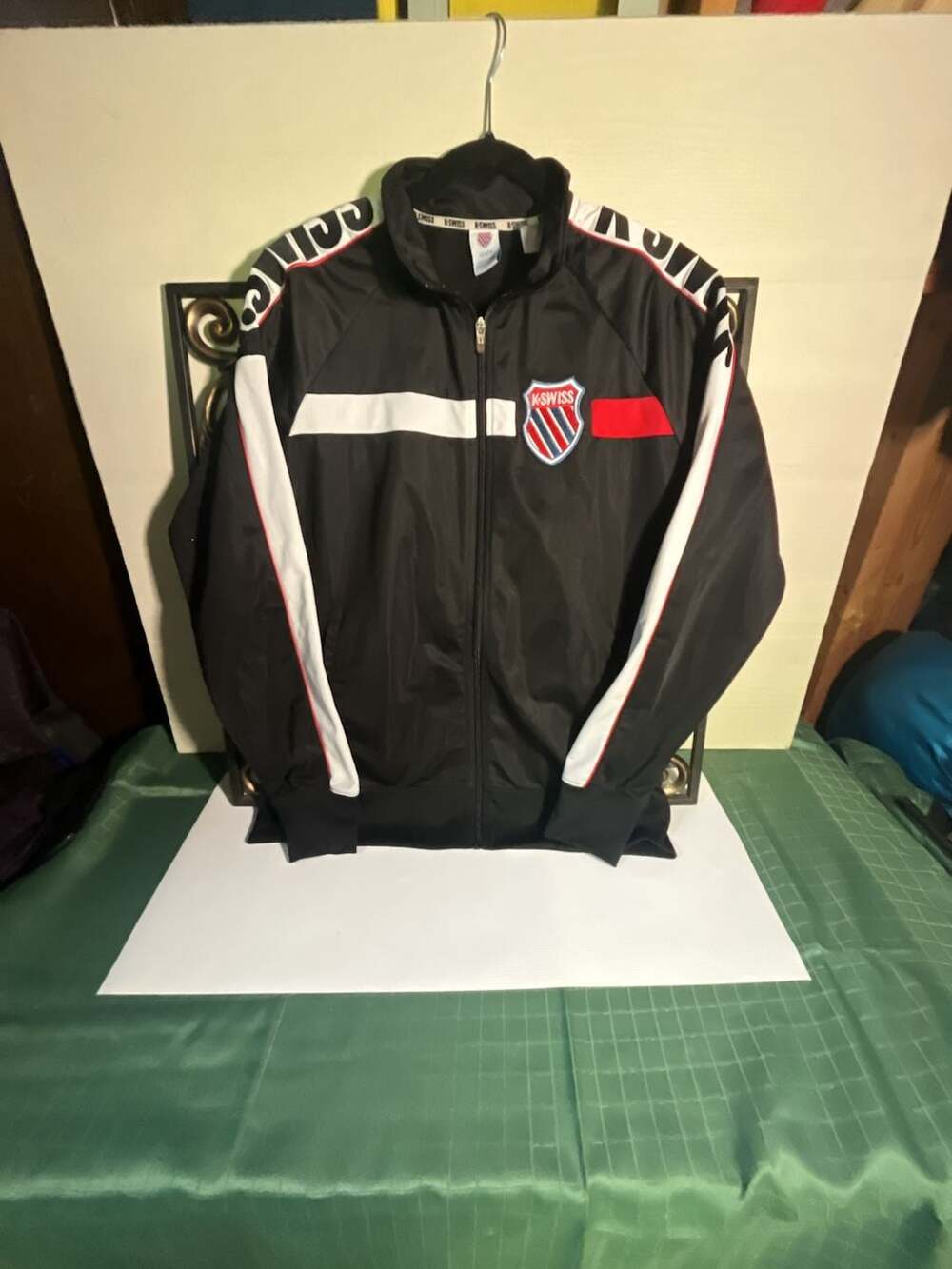 K-Swiss Men's Vintage Style Black Track Jacket with Logo Detail